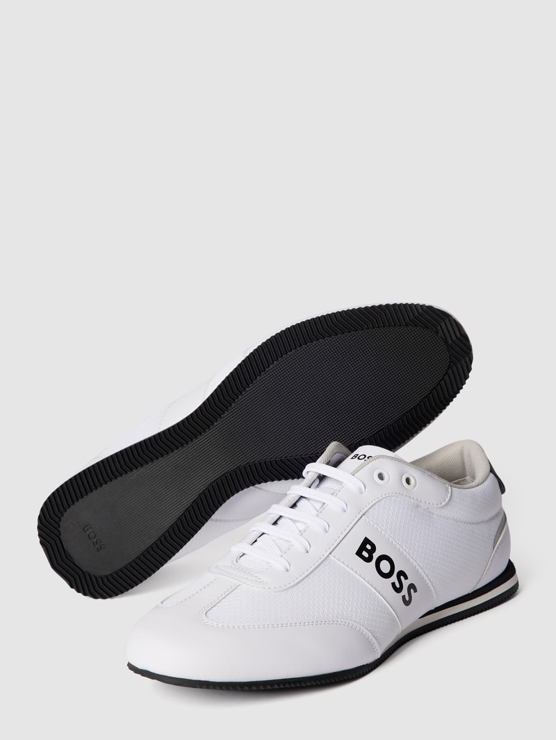 Sneaker mit Label-Print in metallic Modell 'Rusham' in weiß
