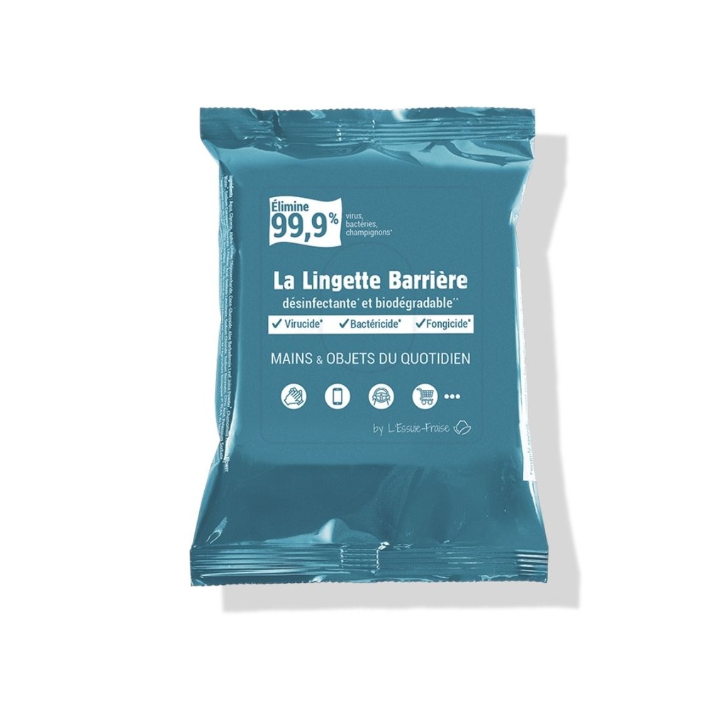 carlo & carla La Lingette Barrière : paquet de 12 lingettes désinfectantes virucides (fab. FR) Lingettes désinfectantes pour les mainset objets/surfaces (smartphones,…)