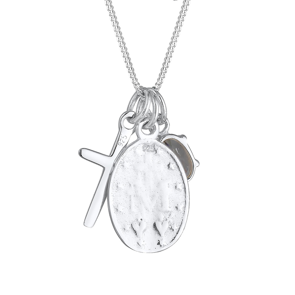 Elli Elli Collier Femmes Madone Croix avec Cristal de Zirconium en Argent Sterling 925 collier