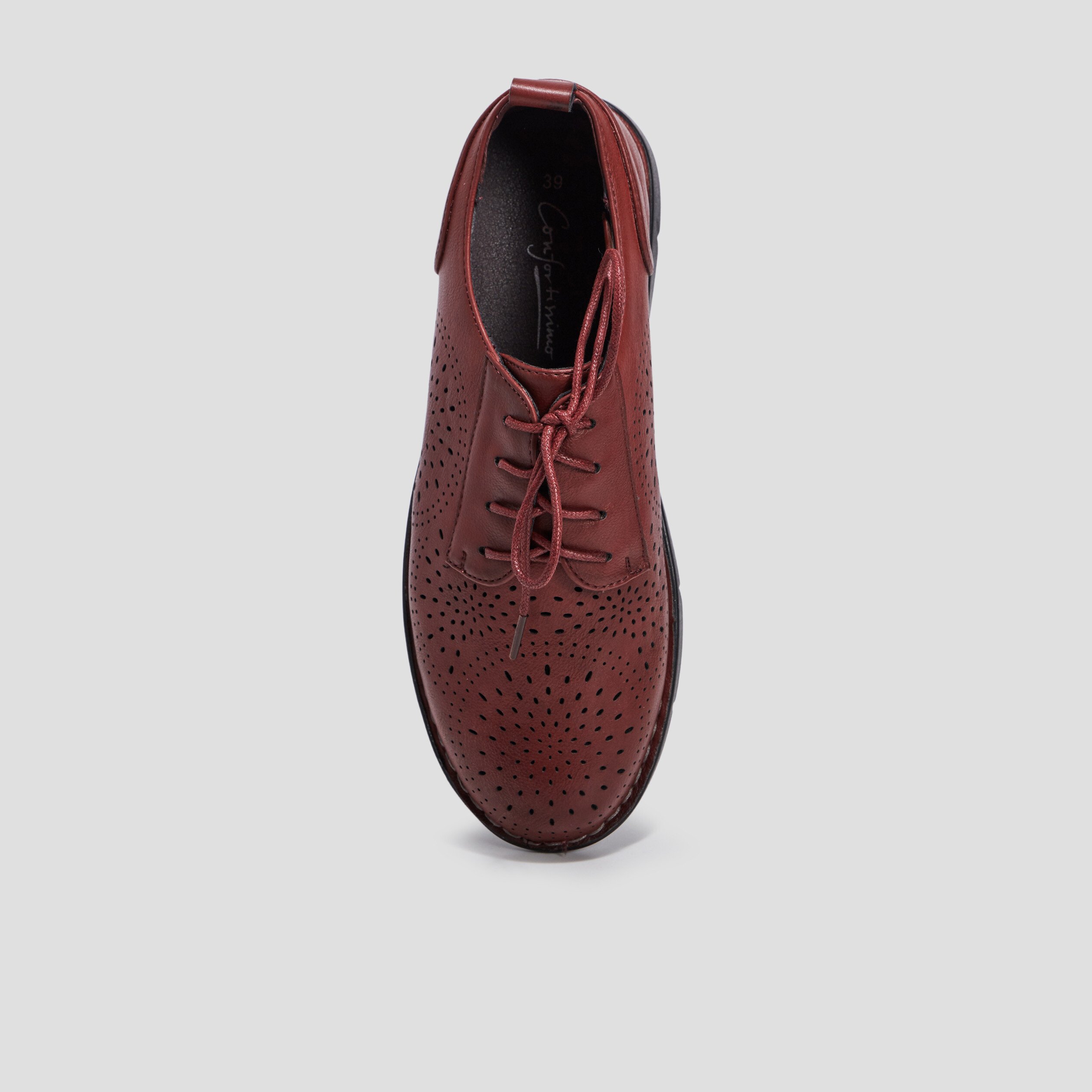 Derbies à lacets compensées rouge femme | La Halle