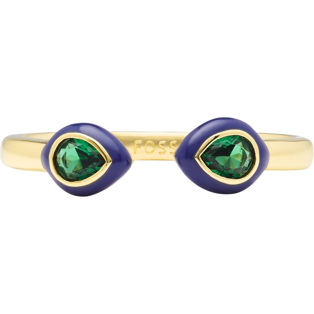 Fossil Bague pour femme Métal, Métal bleu Bague