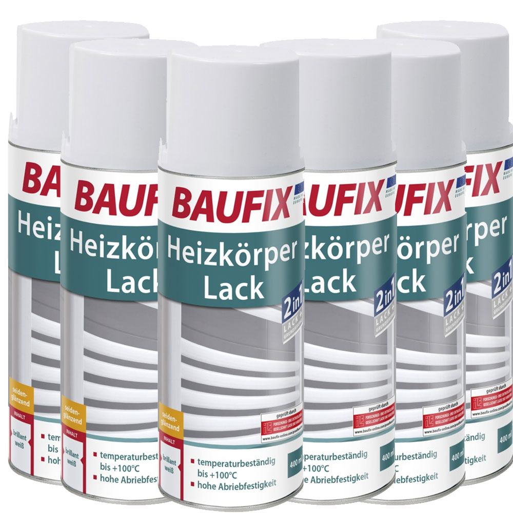 Baufix Heizkörperlack Sprühdose, 6er-Set