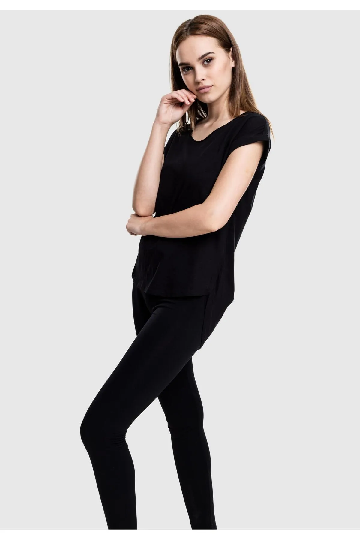 Urban Classics  Damen Long Back Shaped Slub Tee für Damen