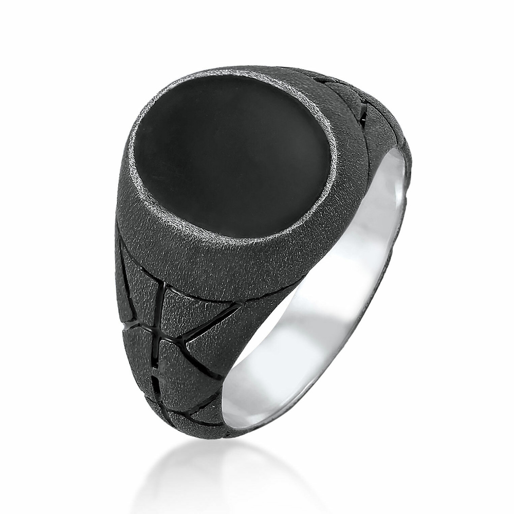 KUZZOI KUZZOI Bague Basic Herren Siegelring Oval Emaille 925er Silber Bague