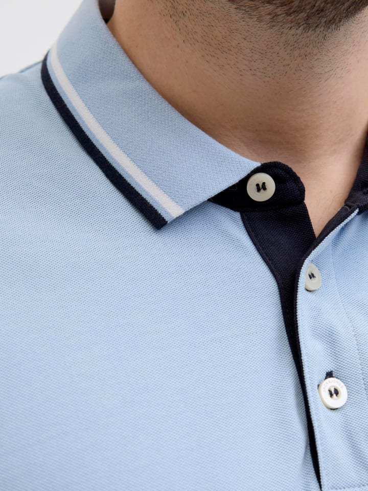 JACK & JONES PLUS Poloshirt in Chambray Blue günstig kaufen