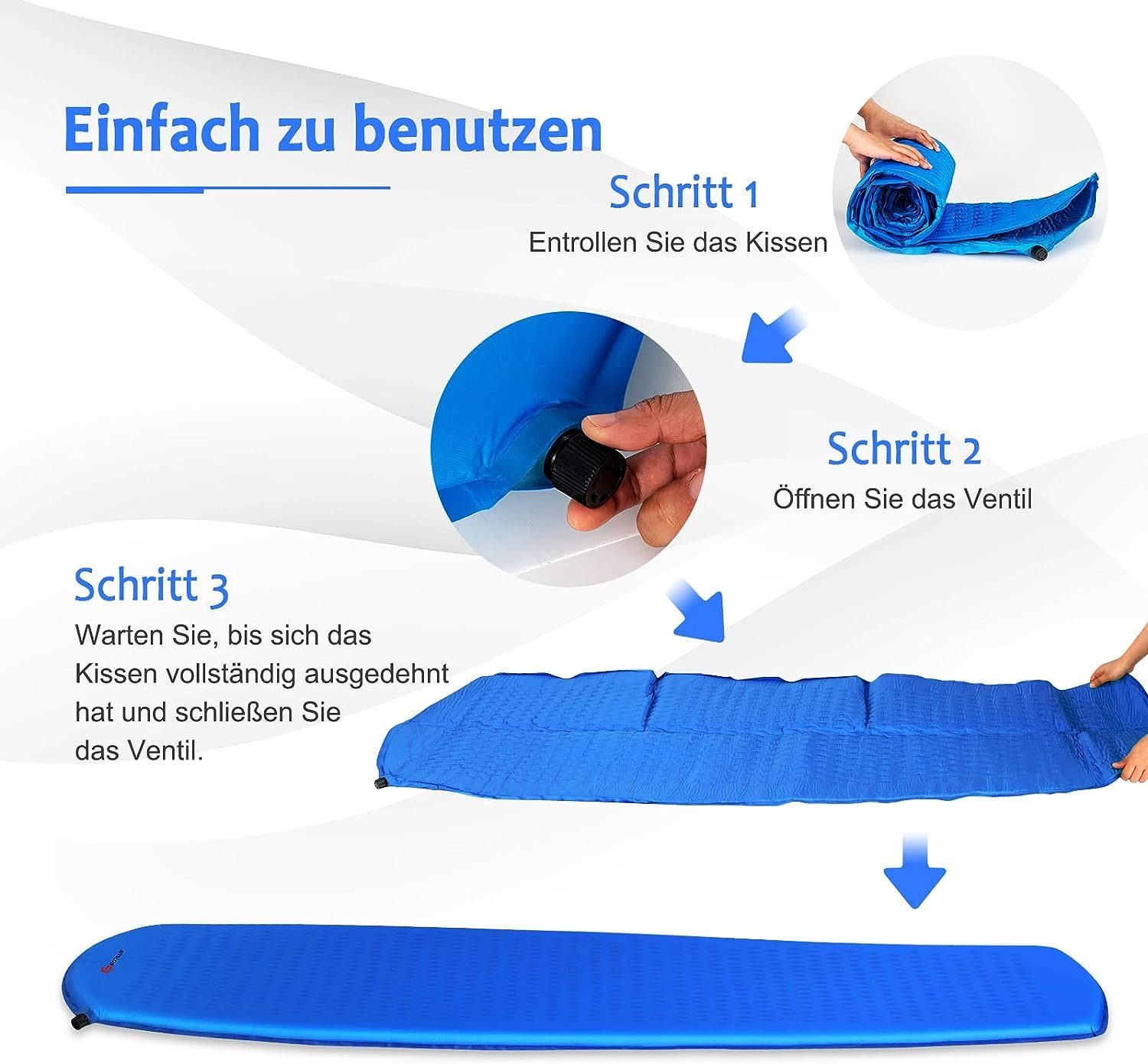 Klappmatratze Campingmatratze, KOMFOTTEU, mit Tragetasche & Gasdüse