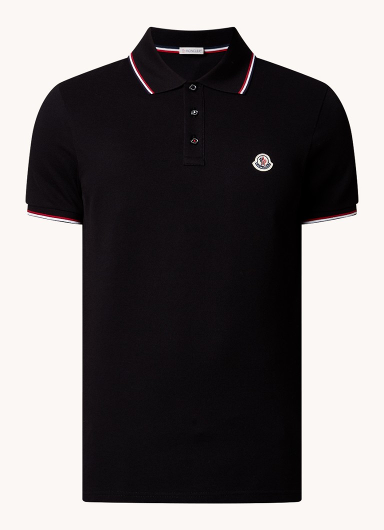 Tricou polo clasic Moncler din bumbac piqué cu logo brodat.