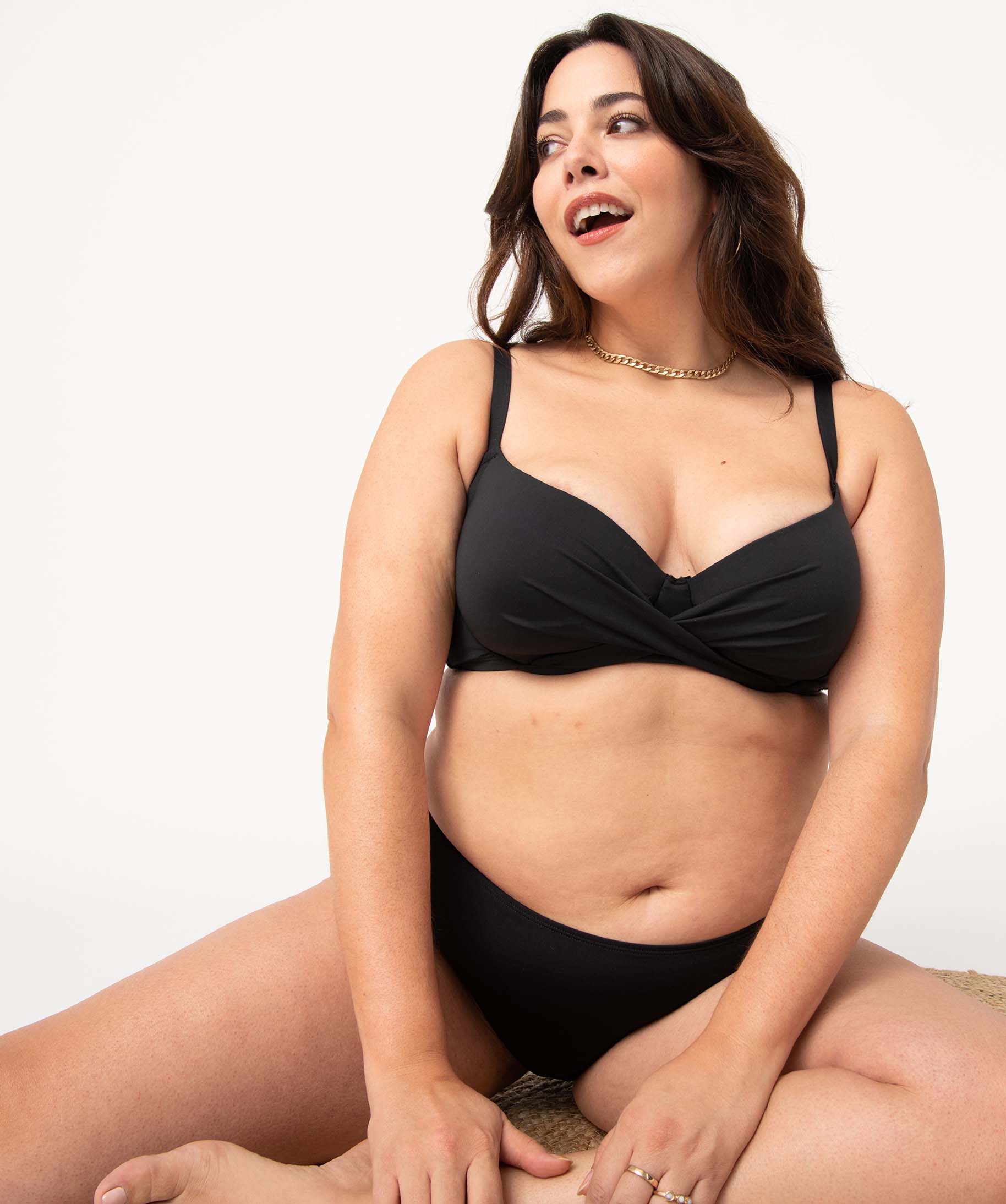 Bas de maillot de bain femme grande taille coupe classique noir | GEMO