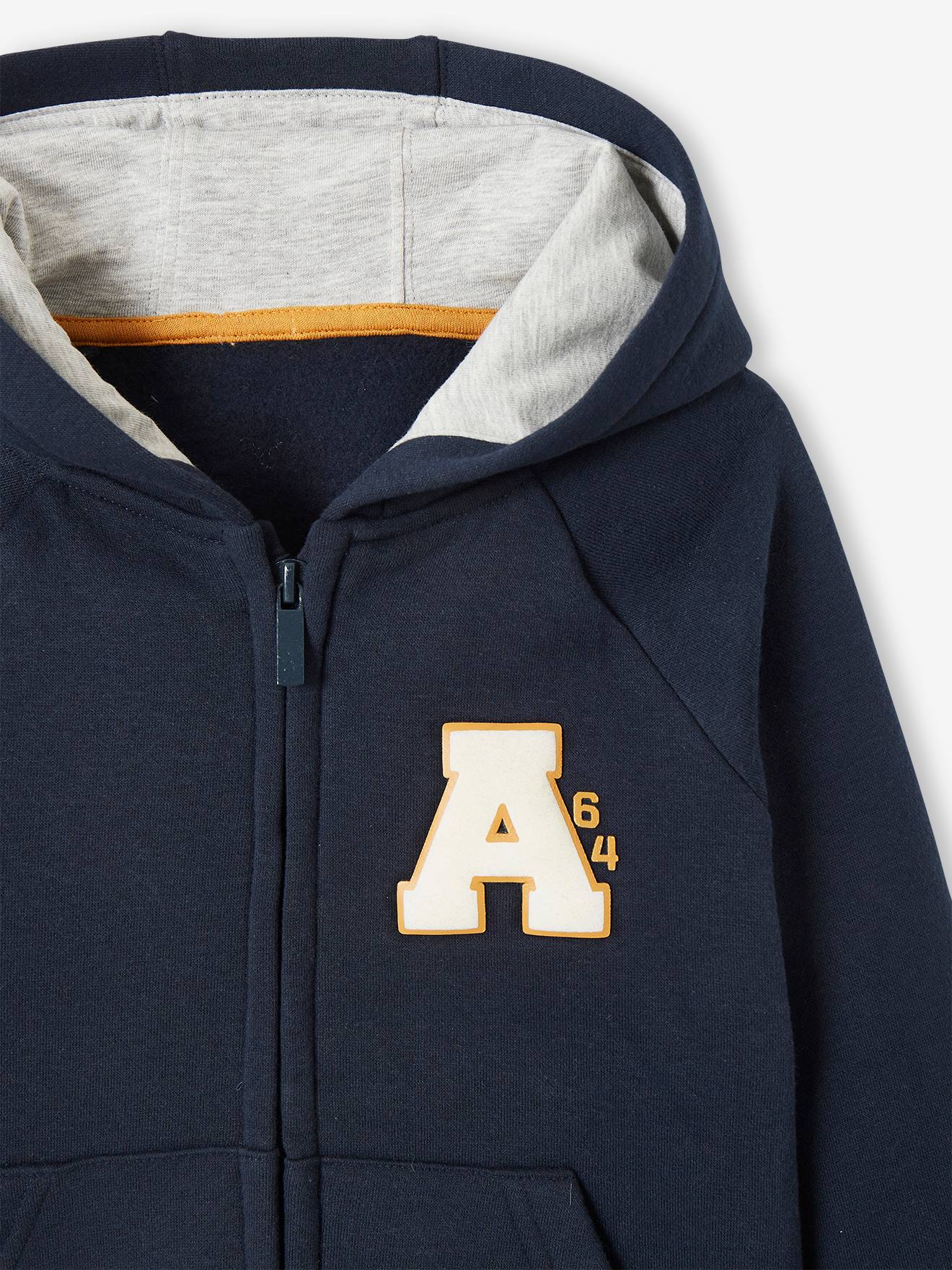 Sweat à capuche zippé style collège garçon vert moyen
