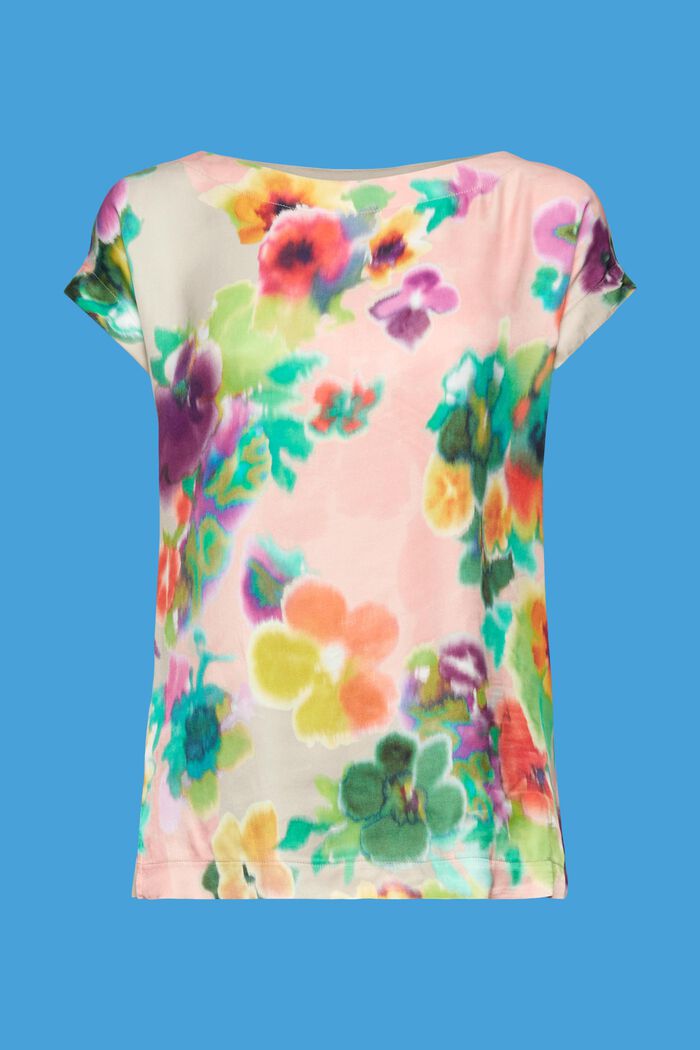 T-Shirt mit Panels aus Jersey und Satin