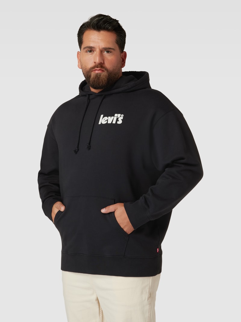 PLUS SIZE Relaxed Fit Hoodie mit Label-Print in schwarz