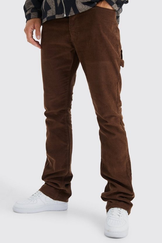 Tall Fixed Waist Slim Flare Carpenter Detail Cord Trouser