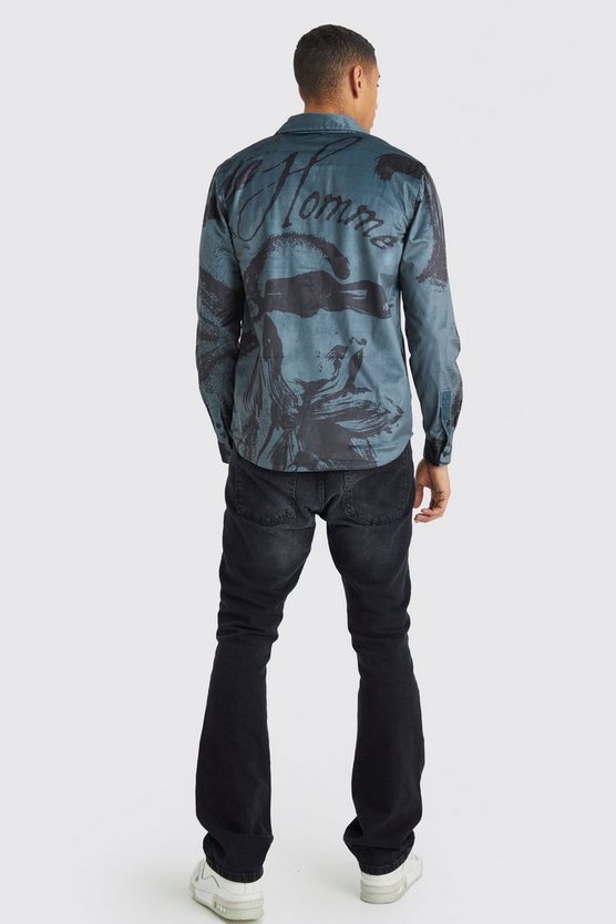 Langärmliges Velour-Hemd