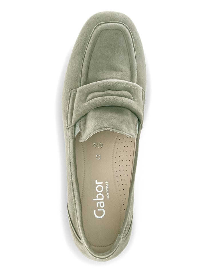 Gabor Leder-Slipper in Khaki günstig kaufen