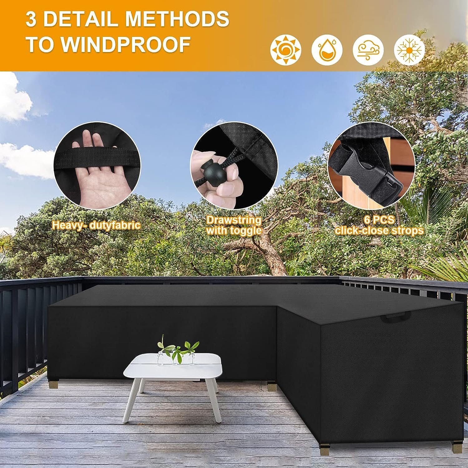 BlingBin Gartenmöbel-Schutzhülle Gartenmöbel Abdeckung L-Form für Gartenmöbel Schutzhülle, Abdeckplane, Outdoor Patio Garten, Lounge Set Staubschutzhüllen