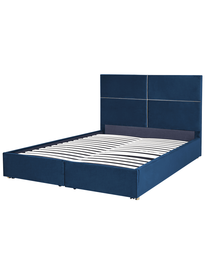 Beliani Doppelbett VERNOYES in Blau/Gold - (W) 188 x (H) 120 x (L) 214 cm günstig kaufen onesize