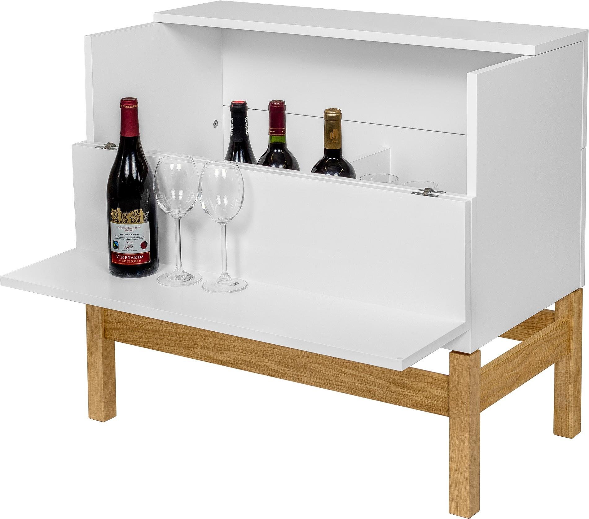 Woodman Barschrank Delian Breite 75 cm, Fußrahmen aus massiver Eiche, im skandinavian Design