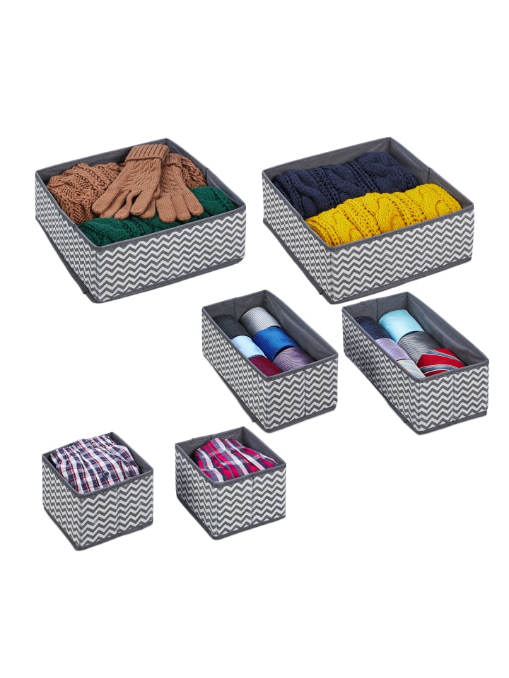 relaxdays 6-tlg. Schubladen Organizer Set in Grau/ Weiß günstig kaufen onesize