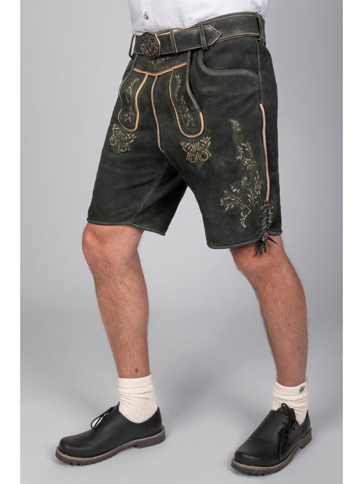 Edelnice Kurze Wildbock Lederhose Friedl in schwarz günstig kaufen