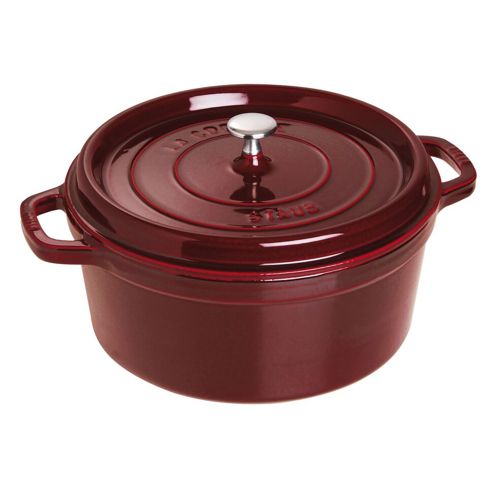 Cocotte 28 cm, rund, Grenadine-Rot, Gusseisen