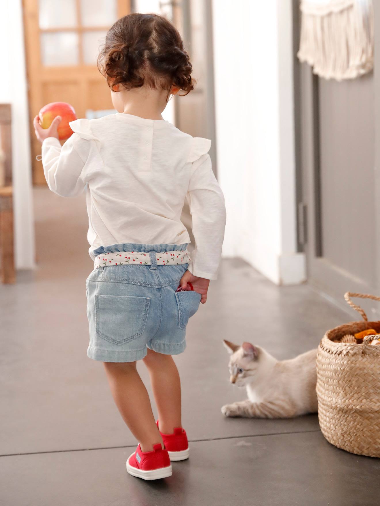 Vertbaudet Baby Paperbag-Shorts mit Stoffgürtel - bleached