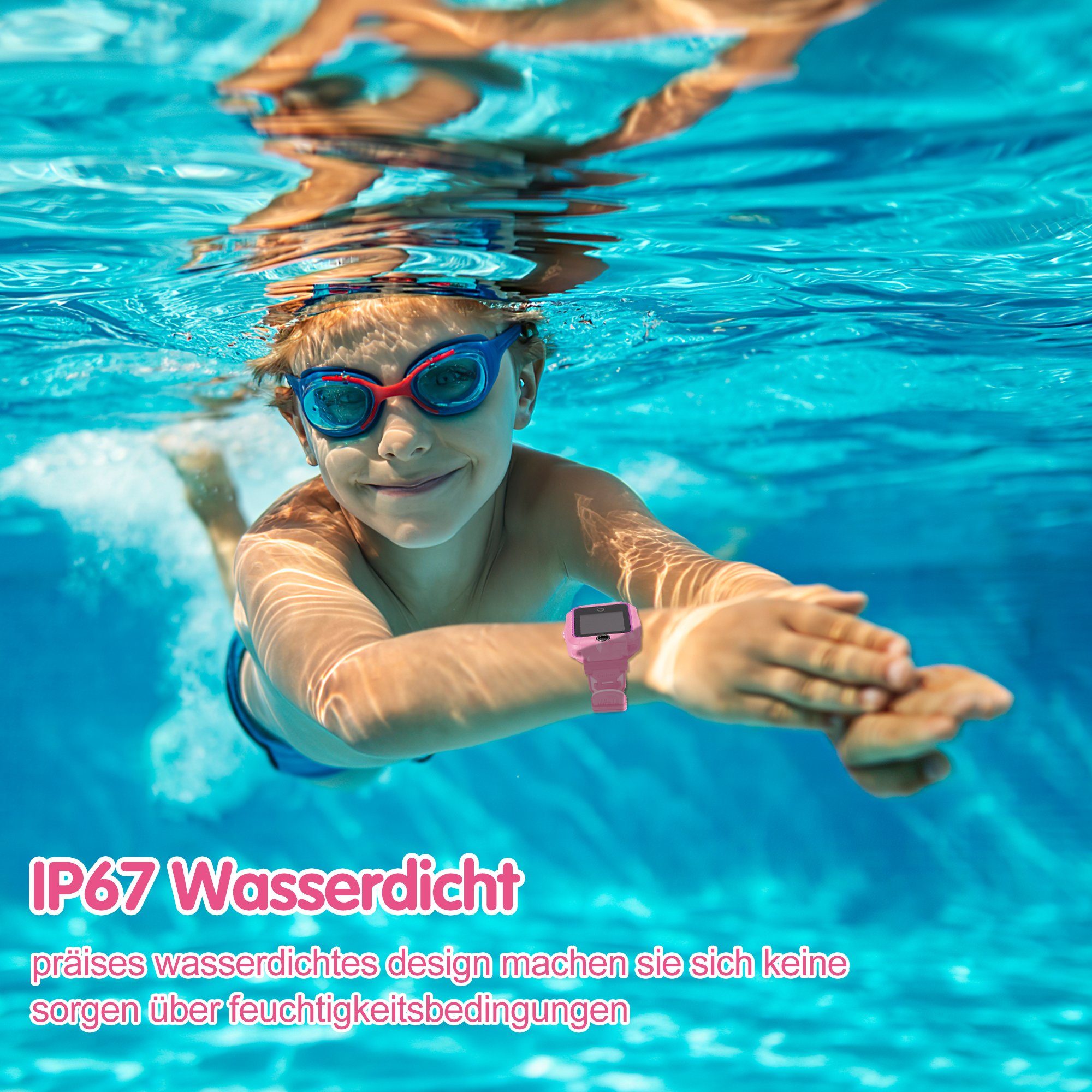 Tisoutec Kinder Smartwatch Telefon,Anrufe,Nachrichten, Smartwatch (Smartwatch (1.4 cm/ martwatch Telefon für Kinder - 4G, Kamera,telefonieren Zoll Zoll), Speicher 1+8G
