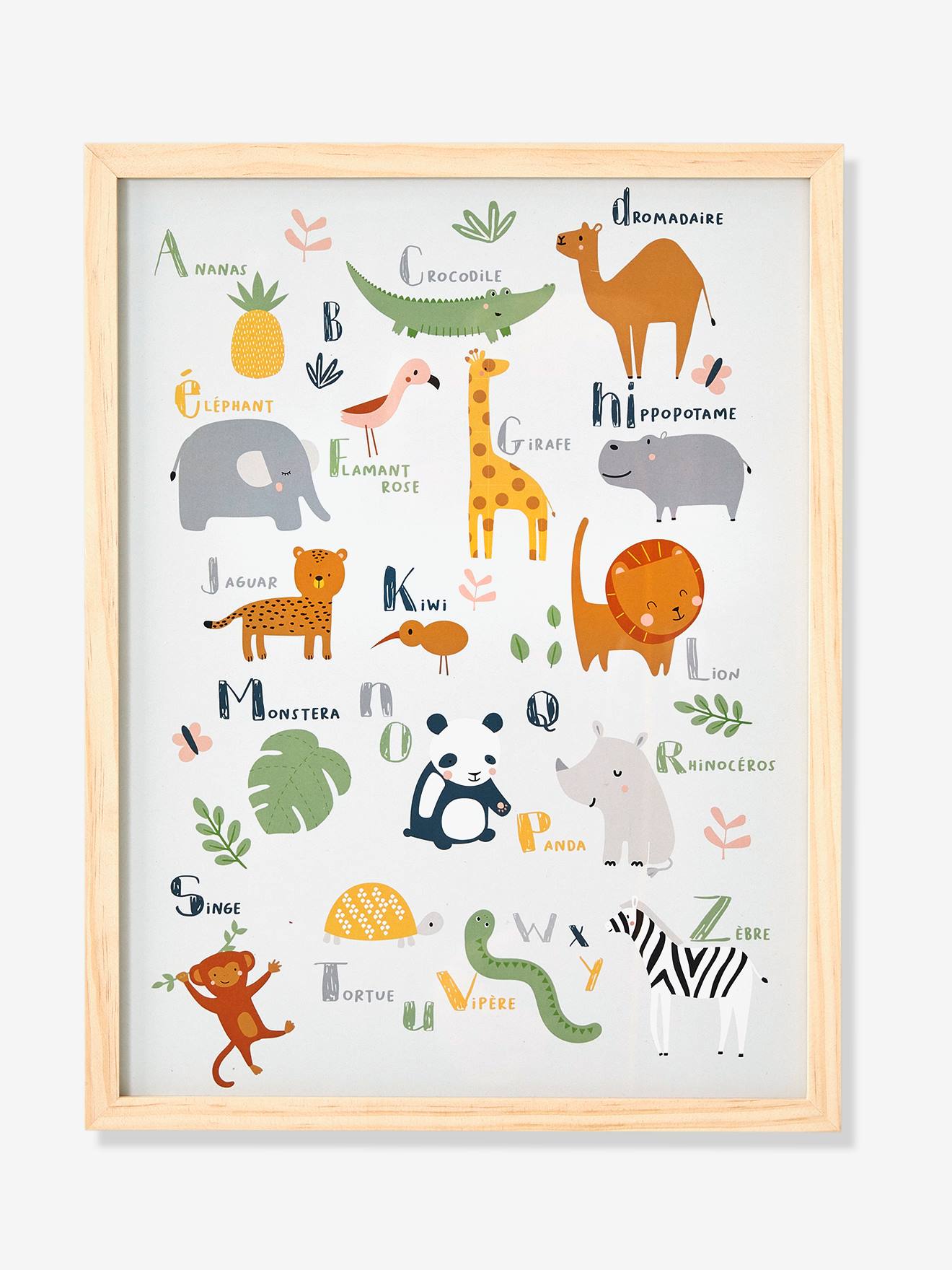 Cadre + affiche Abécédaire Jungle multicolore