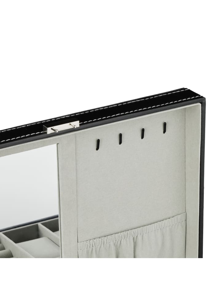 relaxdays Uhrenbox in Schwarz - (B)30 x (H)8 x (T)20,5 cm günstig kaufen onesize
