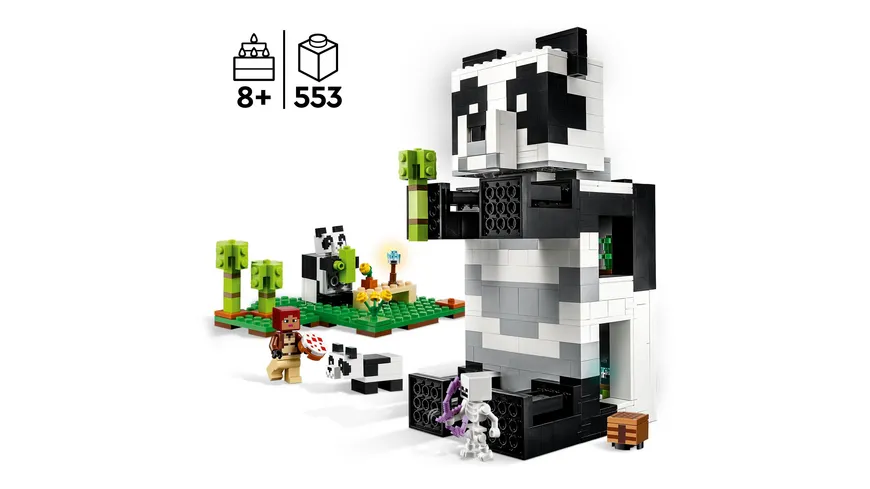 LEGO Minecraft 21245 Das Pandahaus Set, Spielzeug-Haus mit Skelett