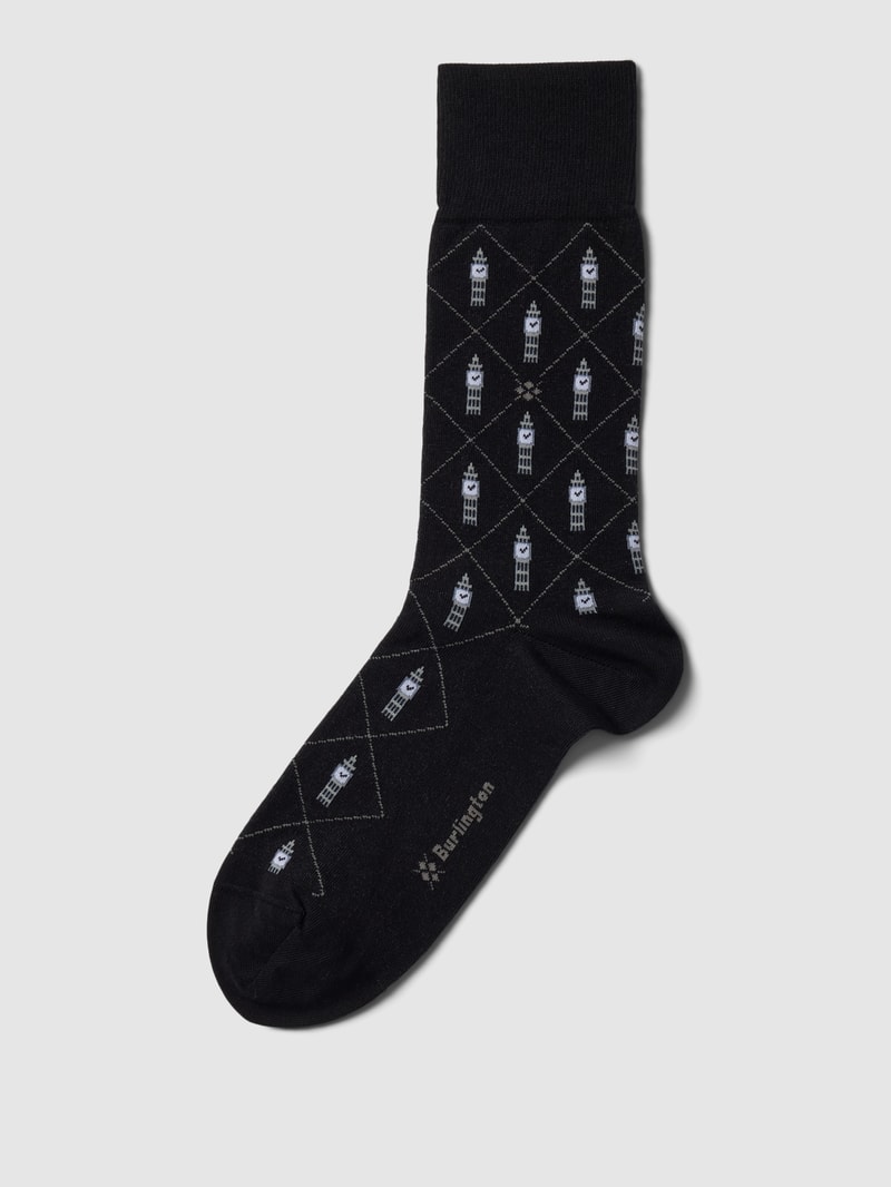 Socken mit Allover-Muster in schwarz