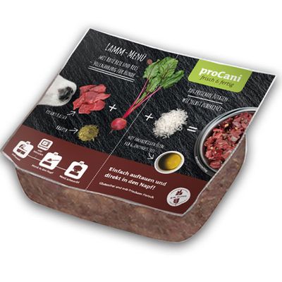 proCani BARF Lamm Menü - mit rote Beete und Reis