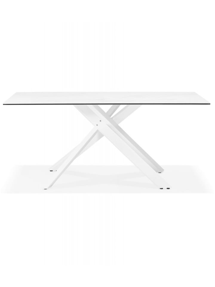 KADIMA DESIGN Esstisch aus Metall und Glas | Großer Esszimmertisch mit Marmoroptik in Weiß günstig kaufen onesize