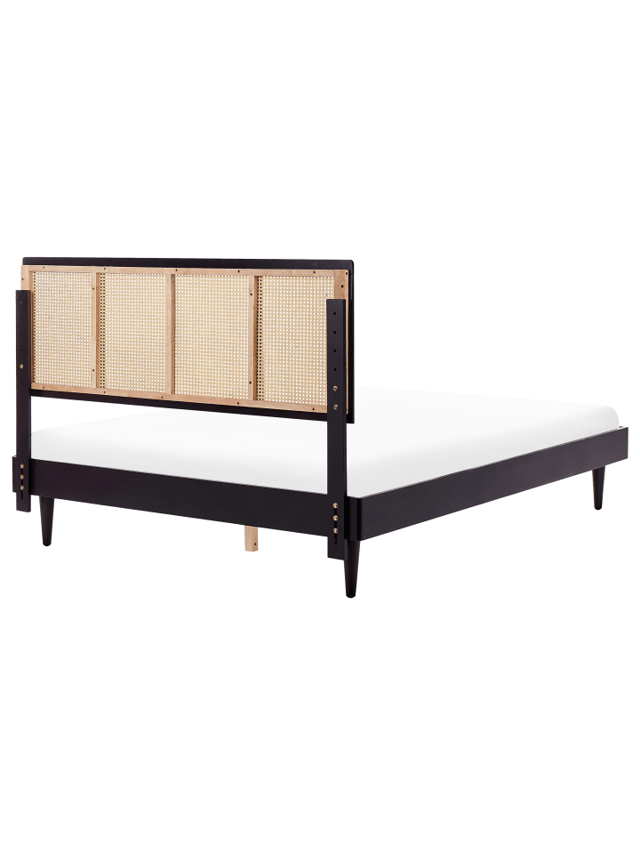 Beliani Doppelbett AURAY in Schwarz/Heller Holzfarbton - (W) 165 x (H) 119 x (L) 204 cm günstig kaufen onesize