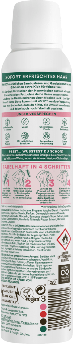 Trockenshampoo Naturally Bambusfaser & Gardenie, 200 ml