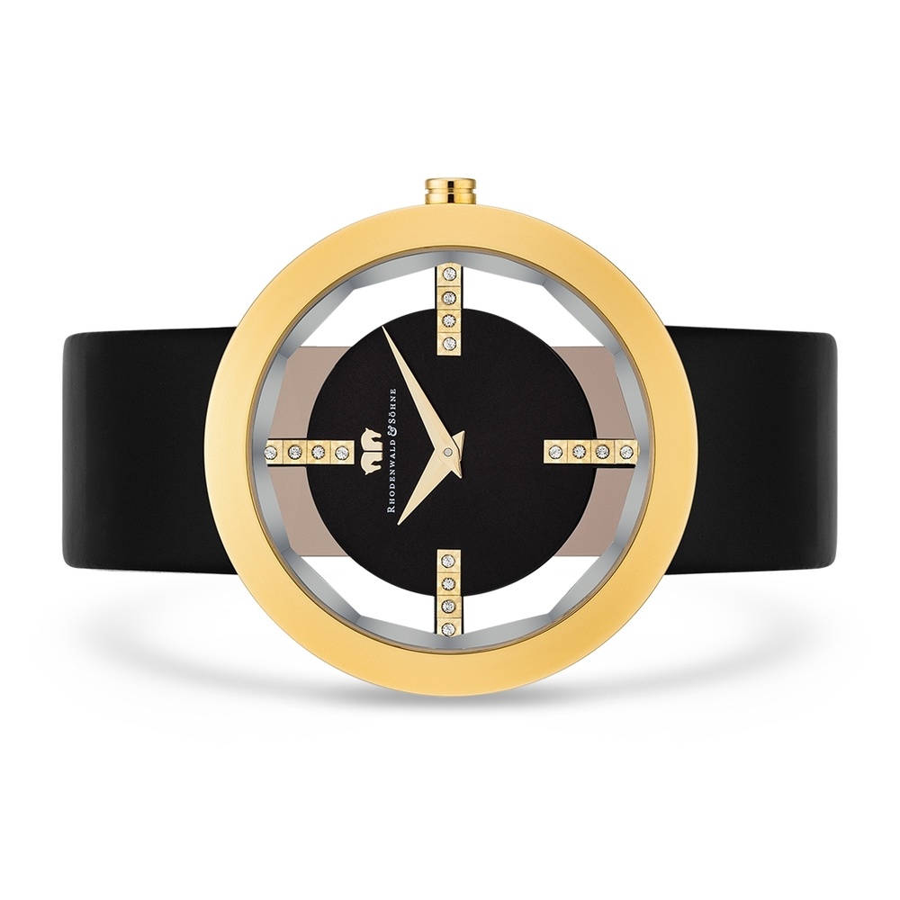 Rhodenwald & Söhne Montre à quartz Lucrezia en Cuir véritable en Noir Montre