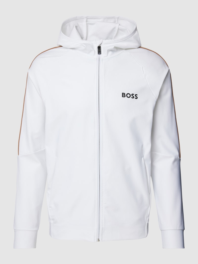 Sweatjacke mit Label-Print Modell 'Sicon' in weiß