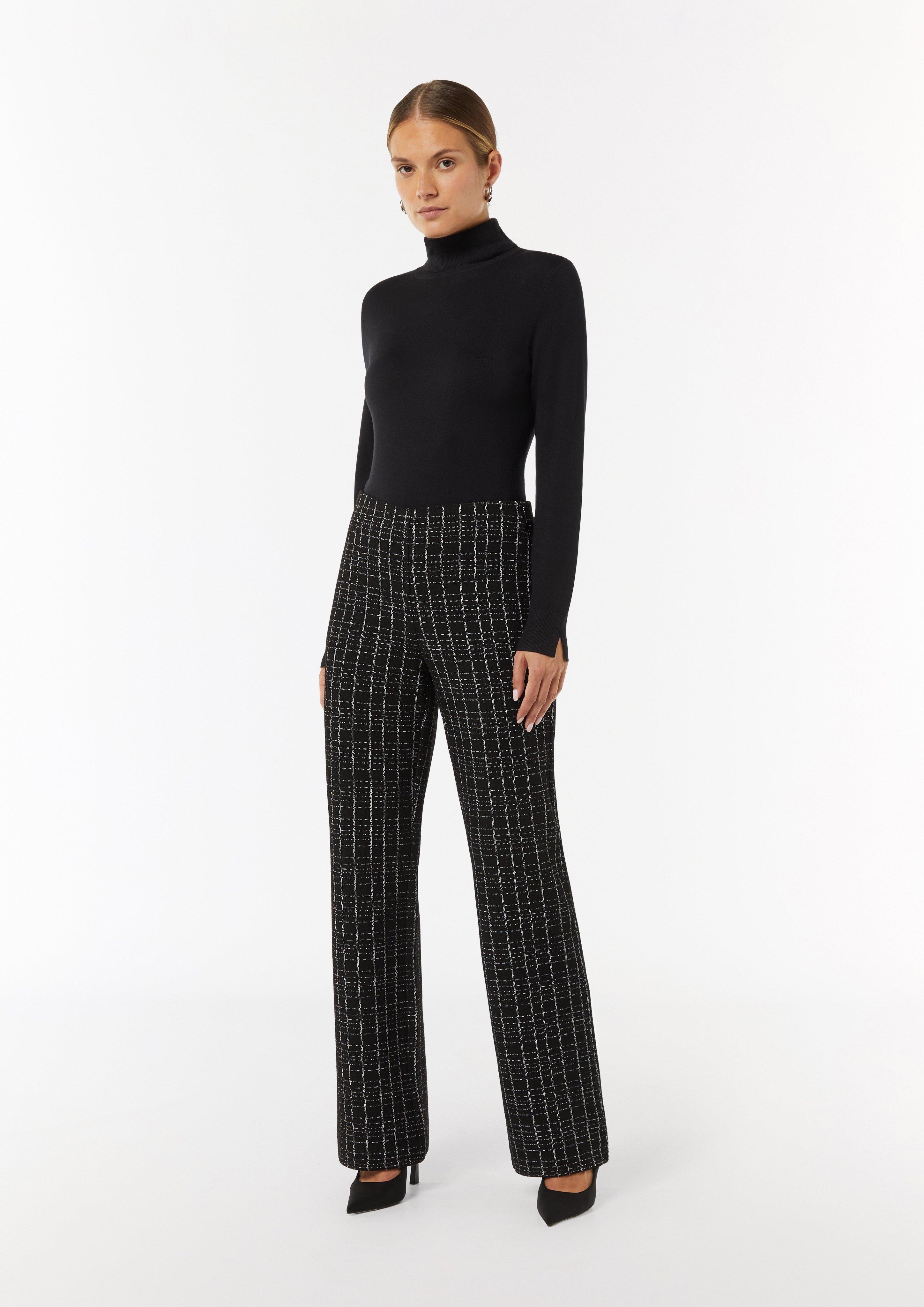 Karierte Hose aus Bouclé-Jersey - schwarz