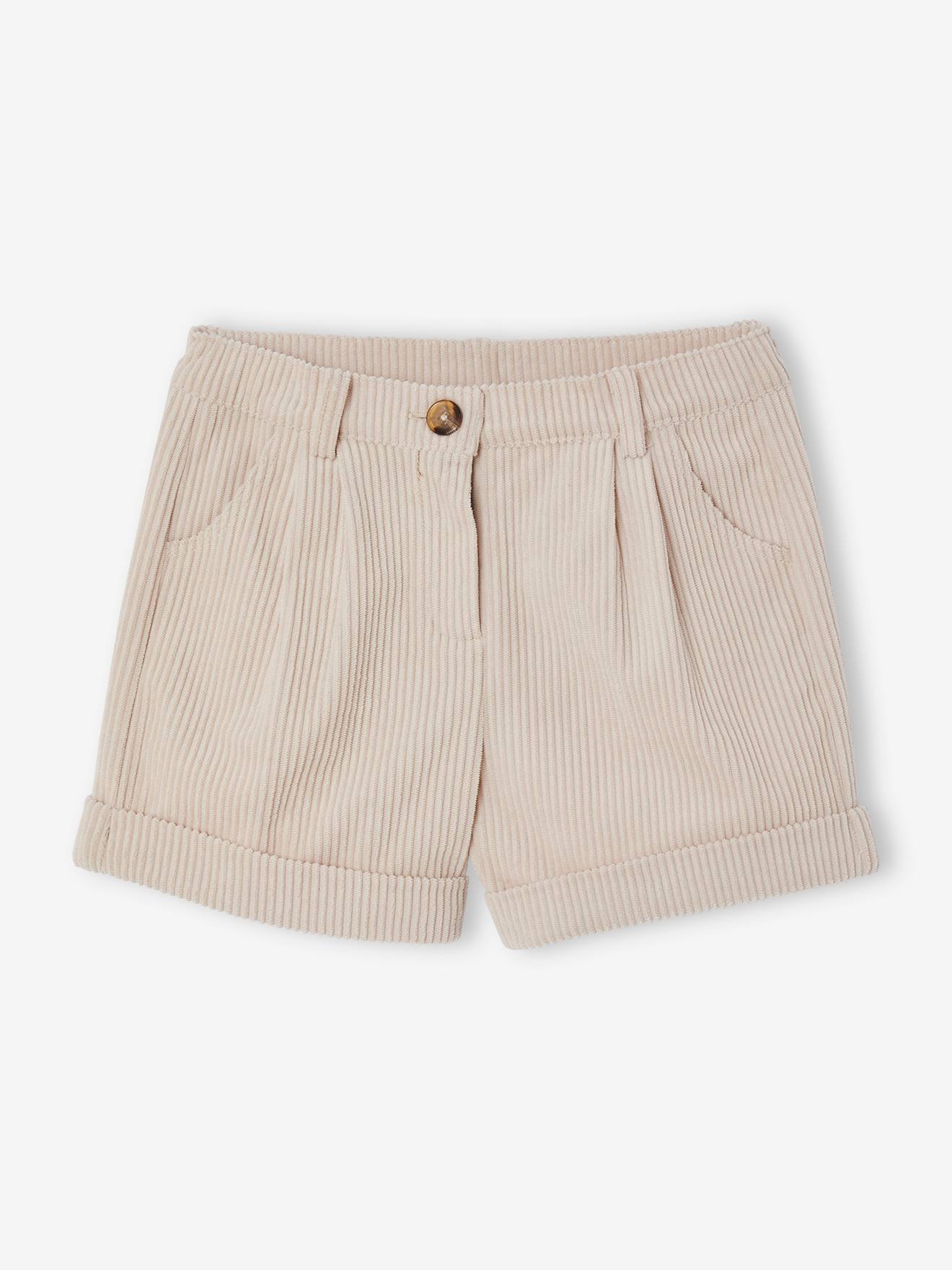 Short en velours côtelé fille noisette