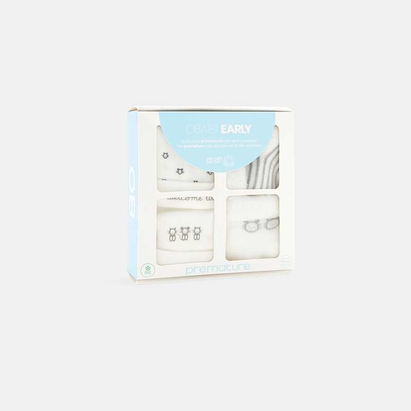 Kit bonnets prématuré et chaussettes blanche naissance