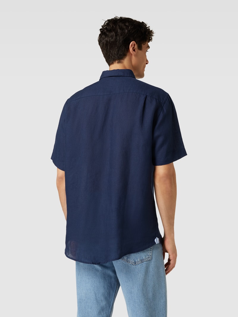 Freizeithemd mit Button-Down-Kragen in dunkelblau