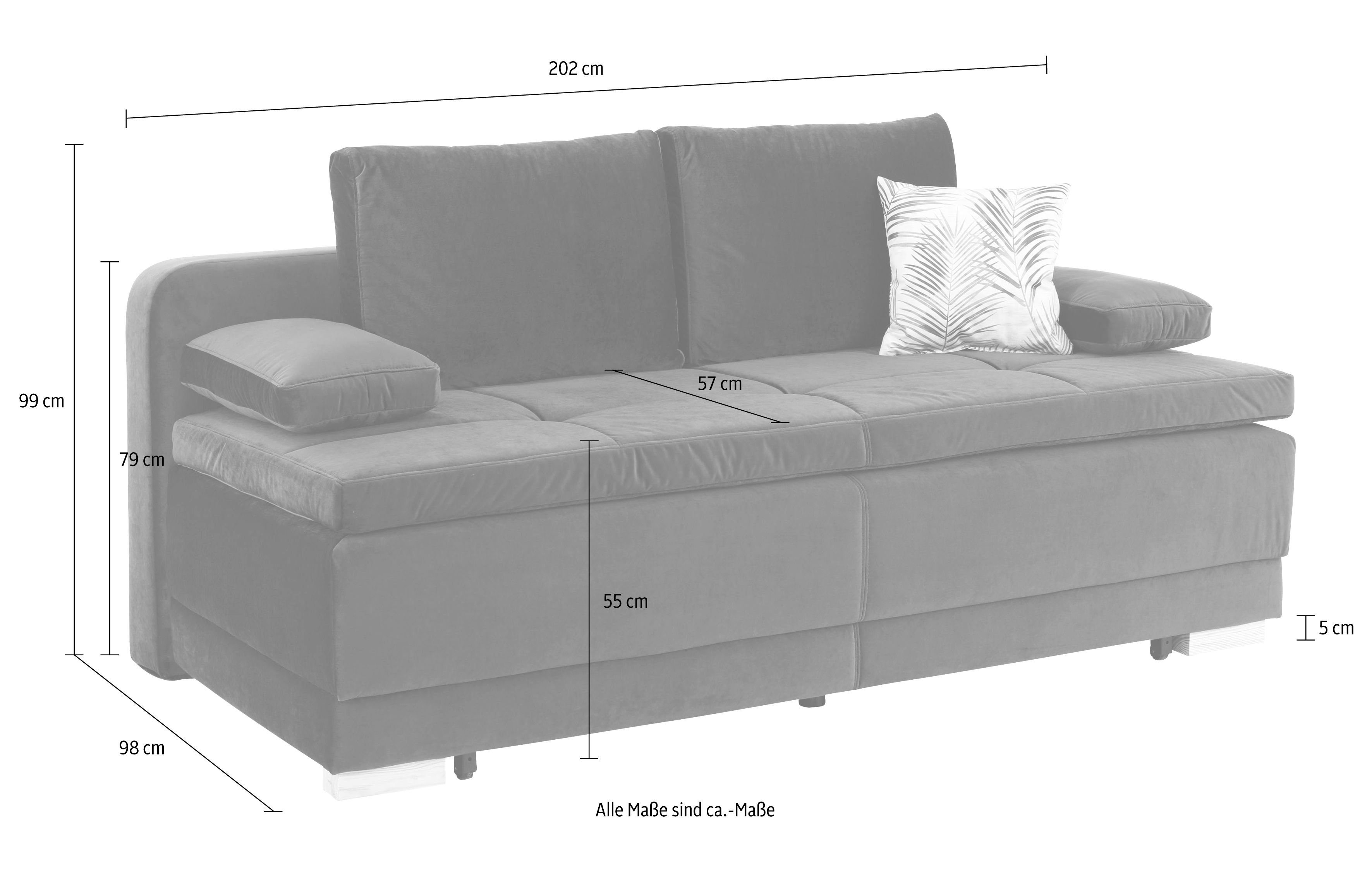 INOSIGN Schlafsofa Berlin, Dauerschläfer mit Boxspringfederung, Bettfunktion und Bettkasten