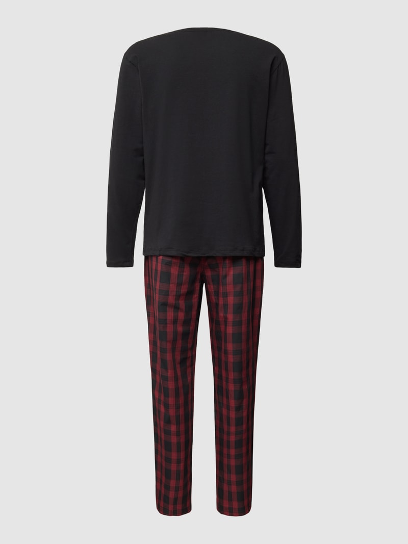 Pyjama mit Label-Print Modell 'Easy Long' in schwarz