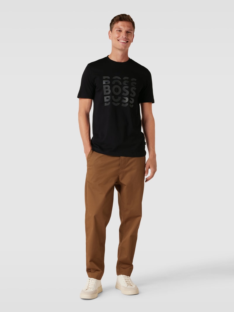 T-Shirt mit Logo-Print Modell 'Tiburt' in schwarz
