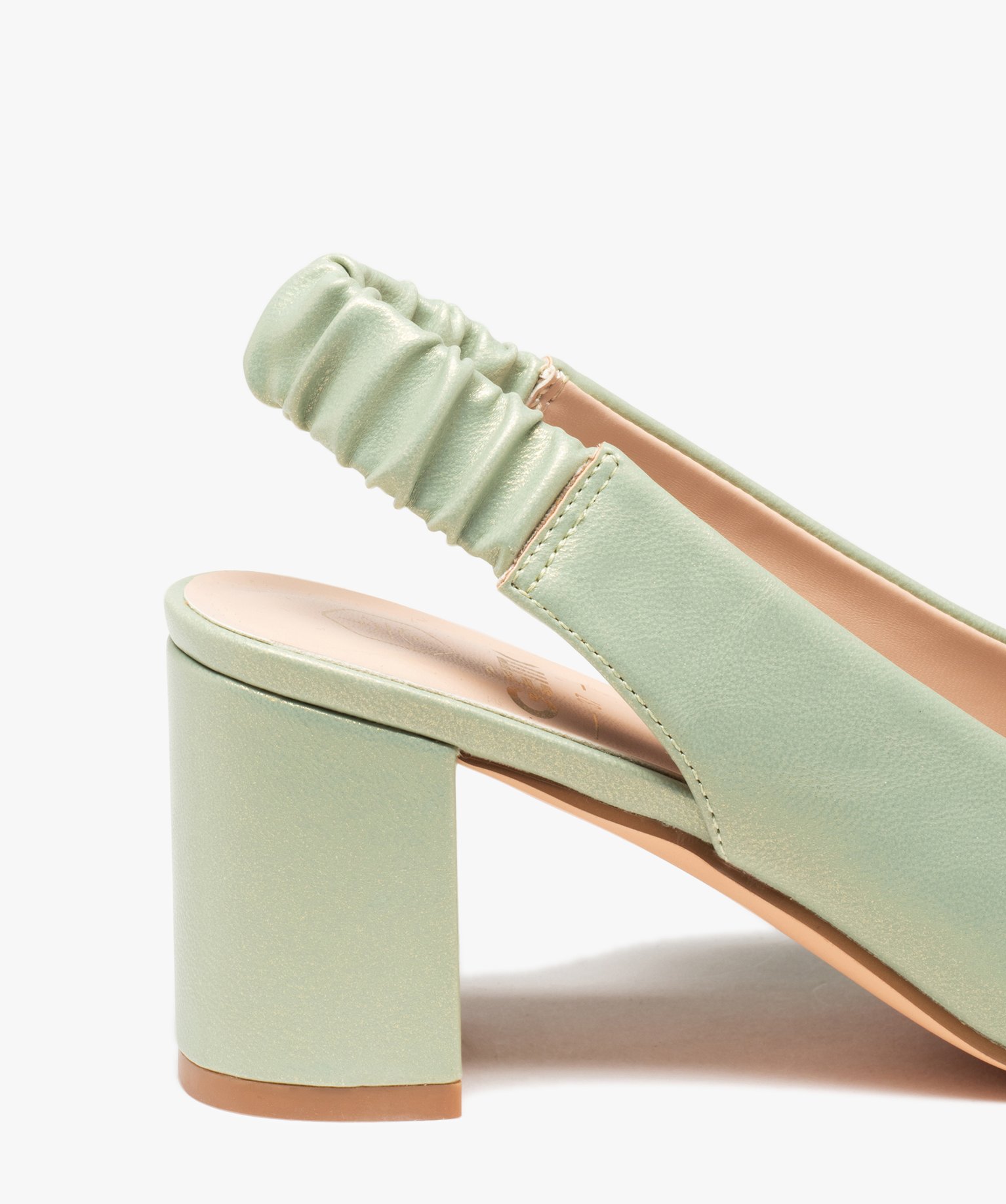 Escarpins femme unis bout amande ouverts au talon vert | GEMO