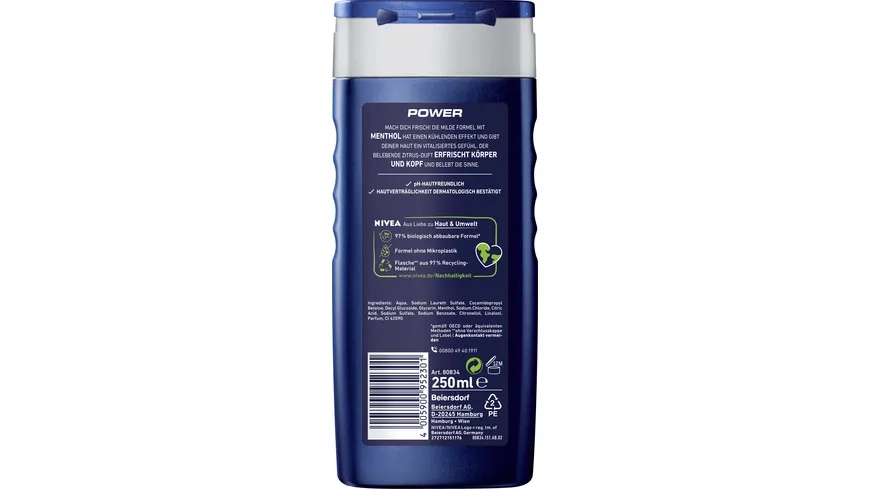 NIVEA MEN Duschgel Power 24H fresh effect 3 in 1 250 ml