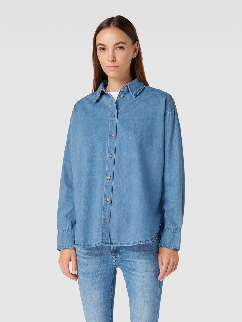 Jeansbluse mit Umlegekragen in jeans