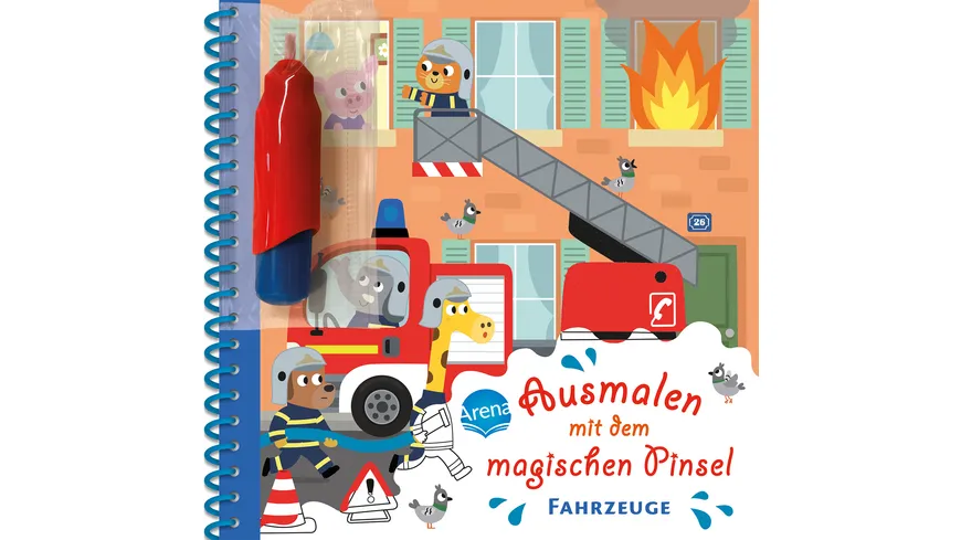 Ausmalen mit dem magischen Pinsel. Fahrzeuge Malbuch mit Wassertankstift für Kinder ab 3 Jahren