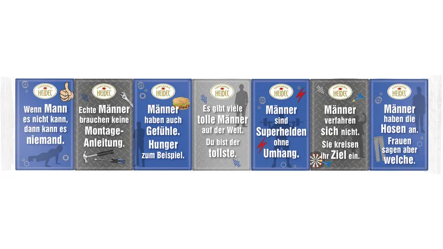 HEIDEL Vollmilchschokolade Männersprüche 7er Pack 52.5 g