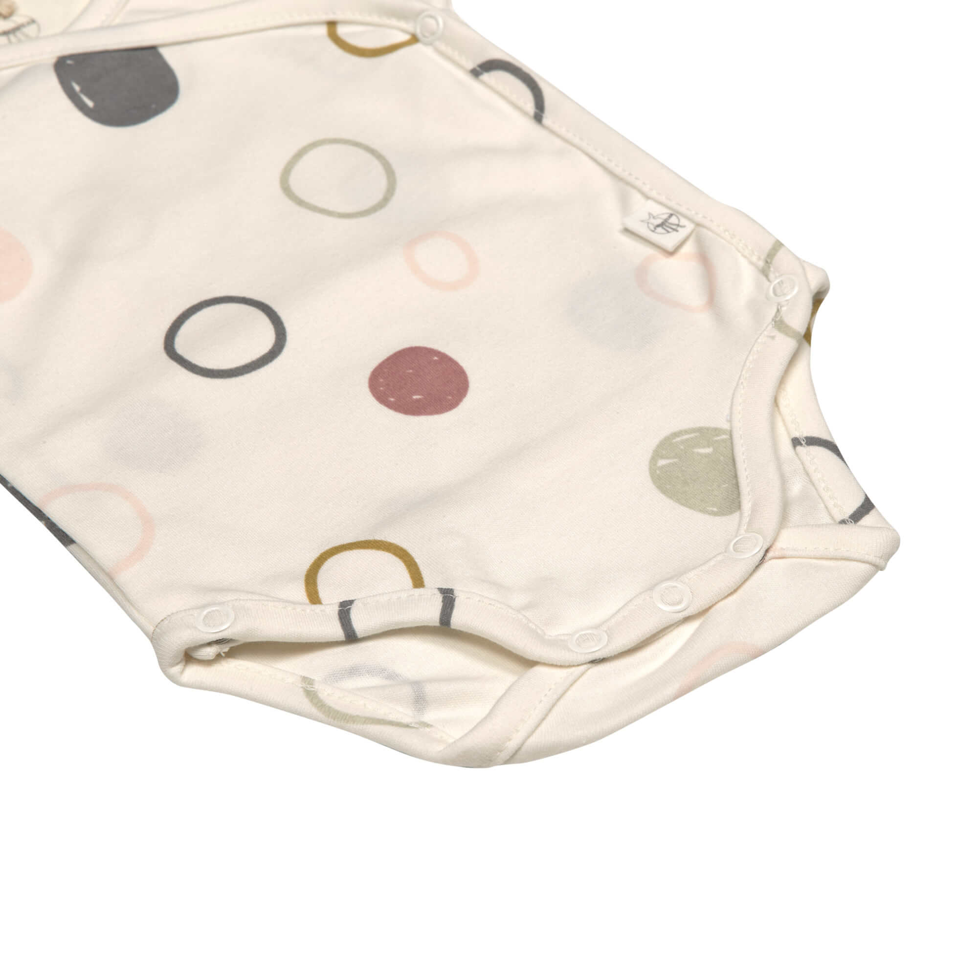 Baby Wickelbody kurzarm - Bio Baumwolle, Kreise, Beige