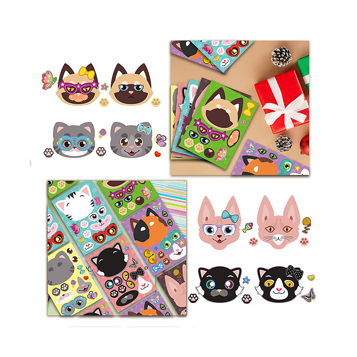 frler Aufkleber Sticker Puzzlespielzeug Katzen,24 Stück Sticker für Kinder